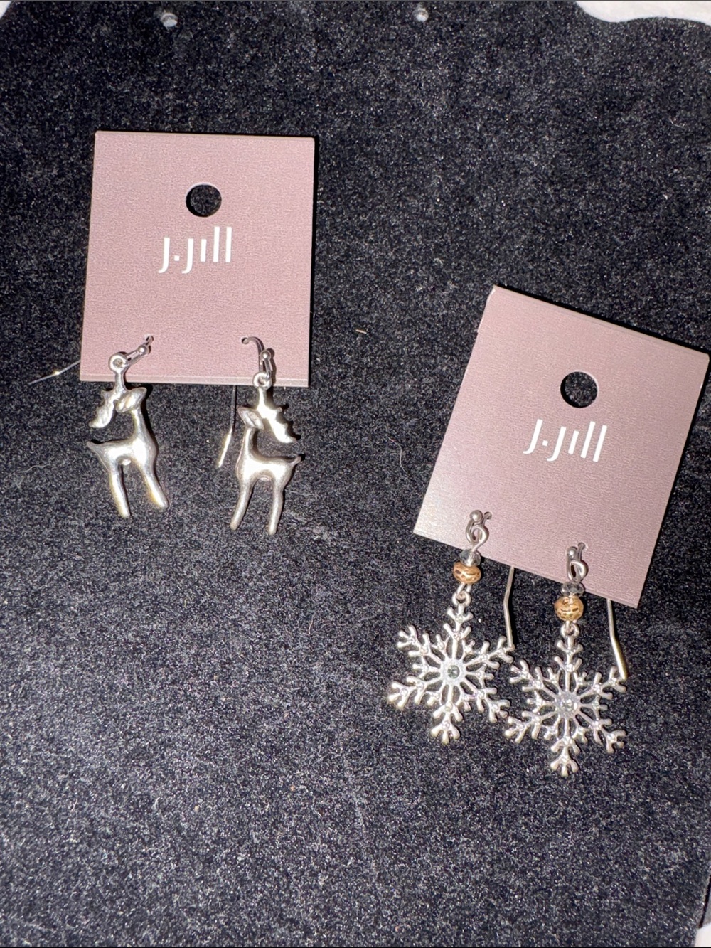 J. Jill Silver Reindeer and Snowflake Dangle Earrings